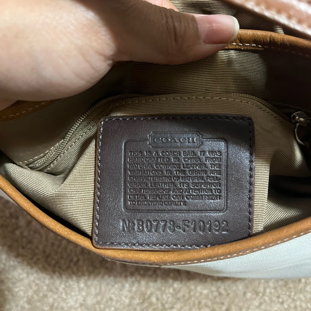 Coach Soho White & Brown Leather Handbag Satchel Purse - Picture 7 of 9